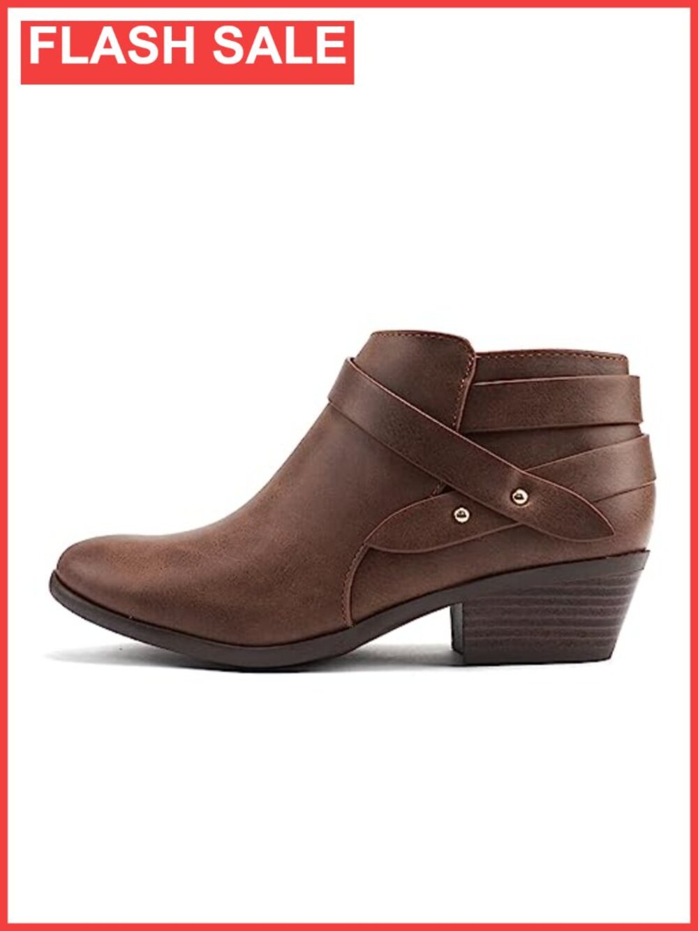 Women's Ankle Bootie Multi Strap Block Heel Vegan Synthetic PU